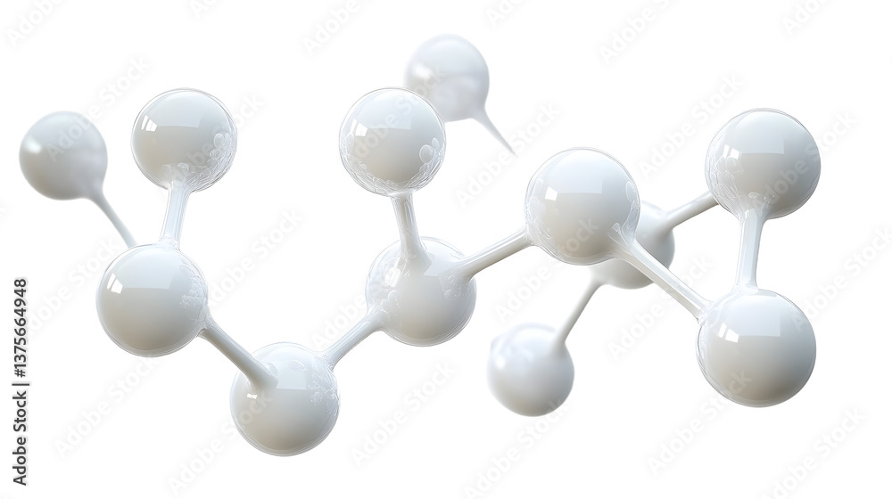 Obraz premium white molecule structure 3d render icon isolated on transparent background cutout