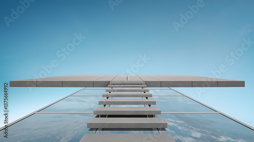 Floating concrete steps reaching to the sky