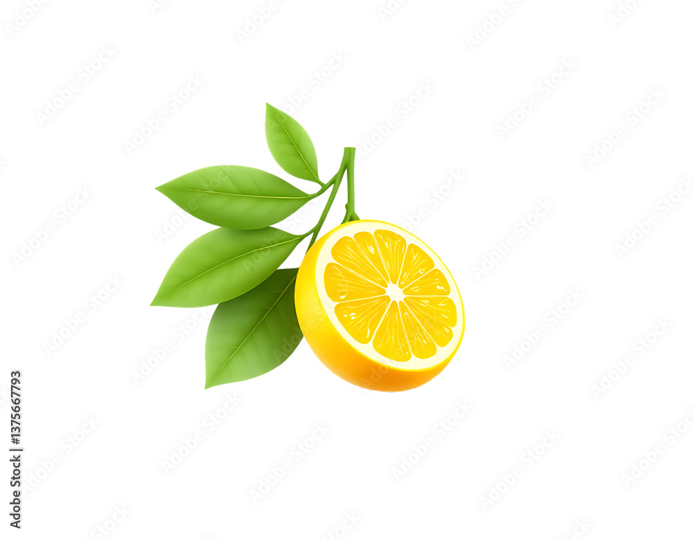 Lemon slice with leaves isolated on a transparent background Lemon slice with leaves isolated on a transparent background