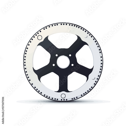 Flat vector film reel, minimalist design, isolated on a white background.

