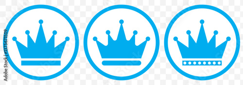 Blue Crown icon vector for web and mobile app. crown sign and symbol on Transparent Background. EPS 10.