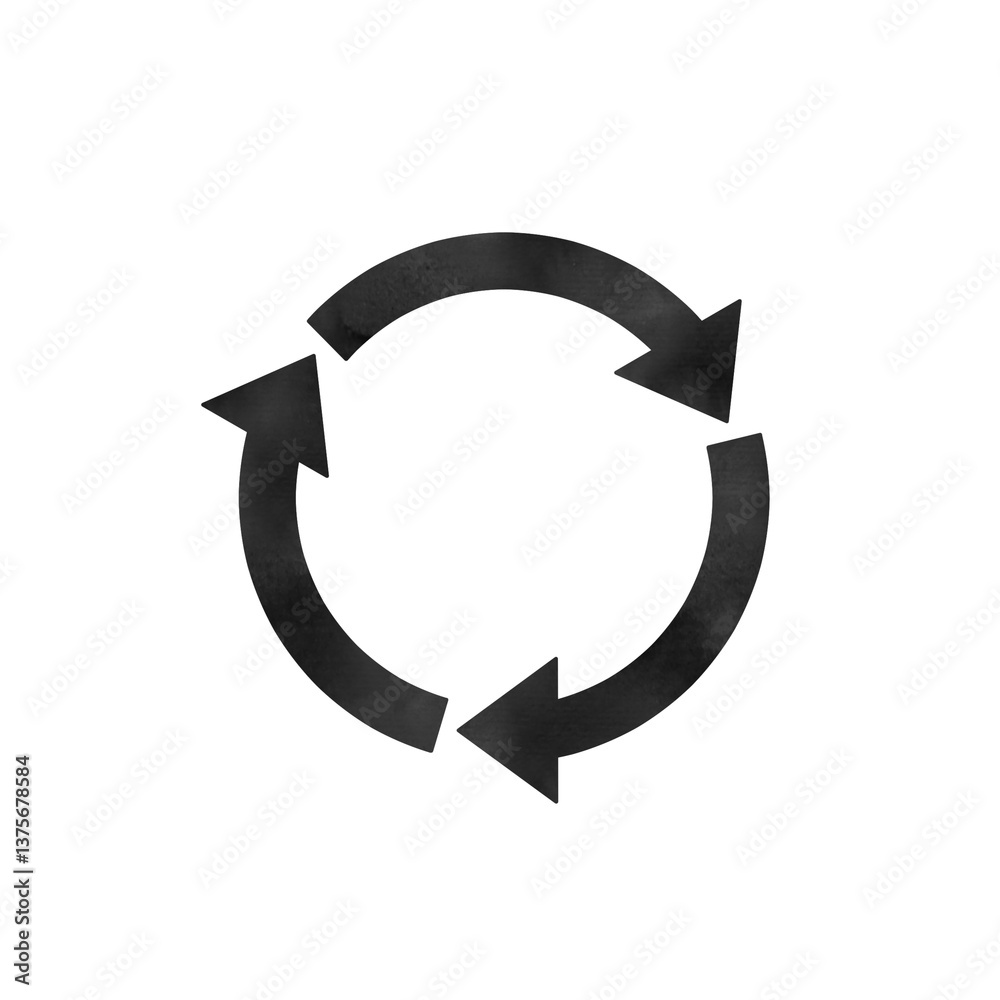 Cycle Arrows Icon – Three Arrows (Black Watercolor) Cycle Arrows Icon – Three Arrows (Black Watercolor)