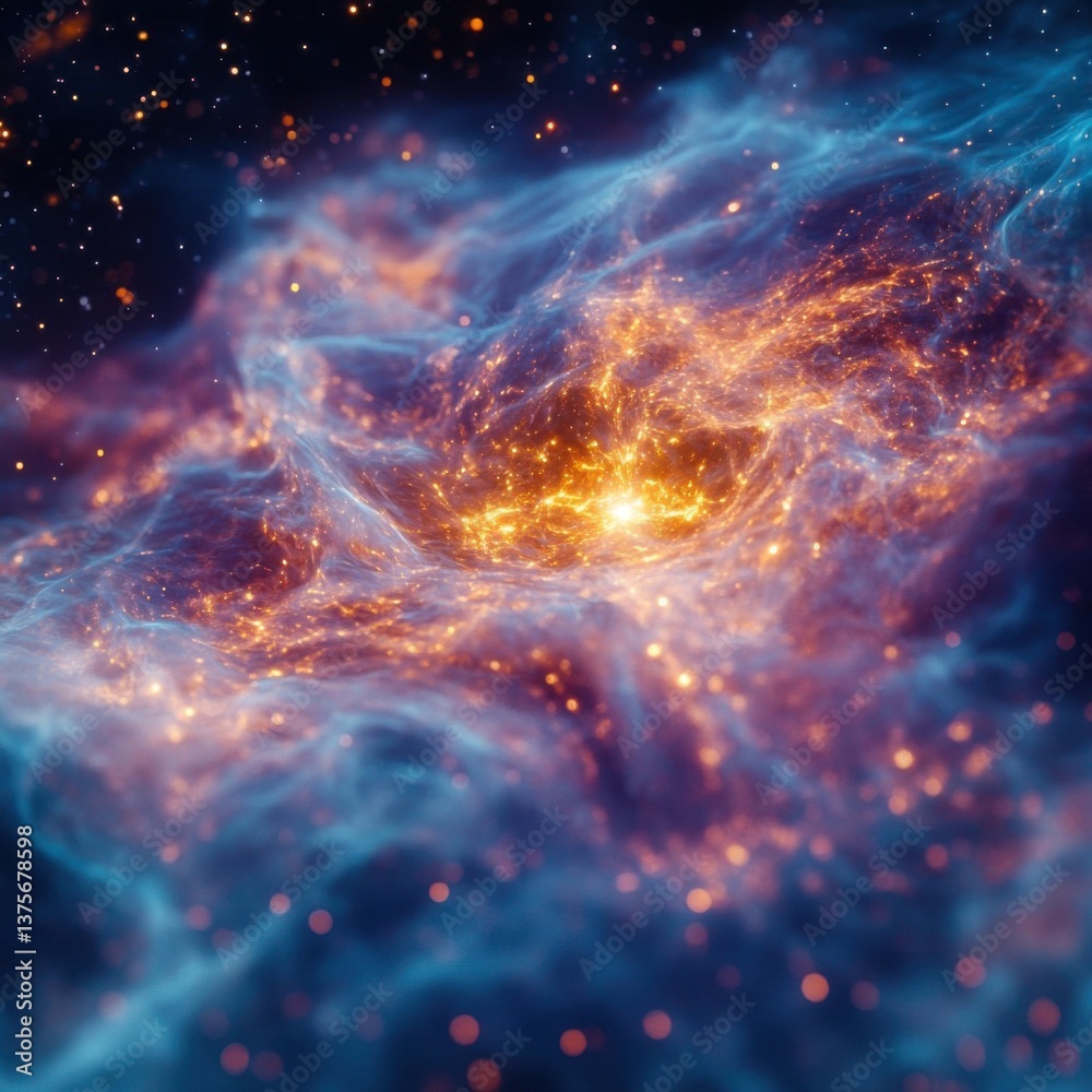 Obraz premium Captivating Cosmic Nebula with Bright Star Formation in Space