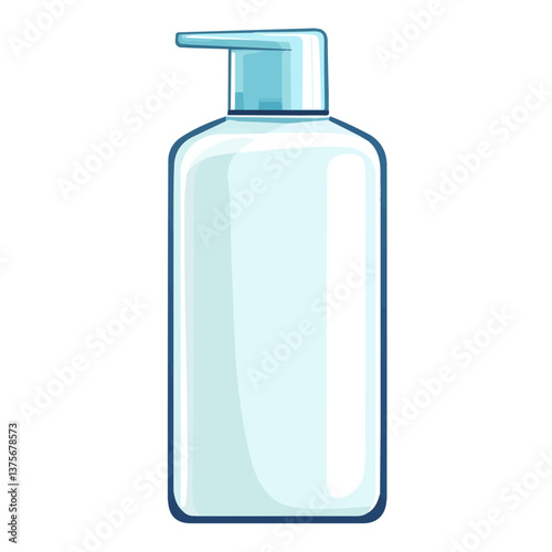 Flat vector shampoo bottle, minimalist design, isolated on a white background.

