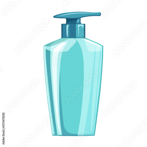 Flat vector shampoo bottle, minimalist design, isolated on a white background.


