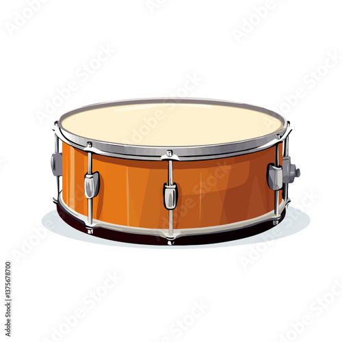 Flat vector snare drum, minimalist design, isolated on a white background.

