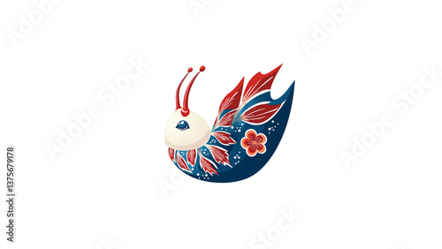 Free Download Whimsical Red and Blue Snail Illustration - GFXLoad
