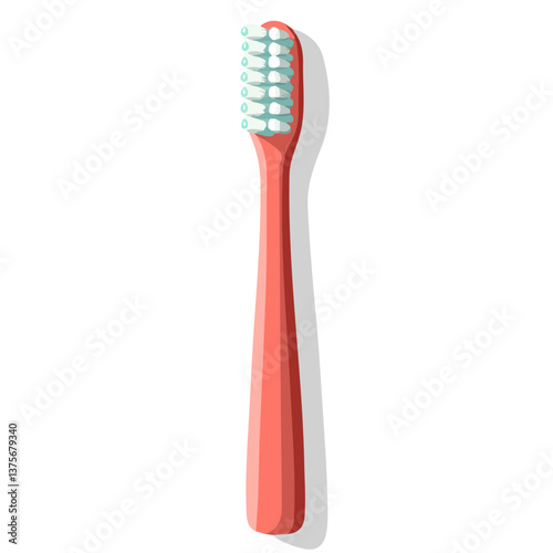 Toothbrush, Flat vector, minimalist design, isolated on a white background.