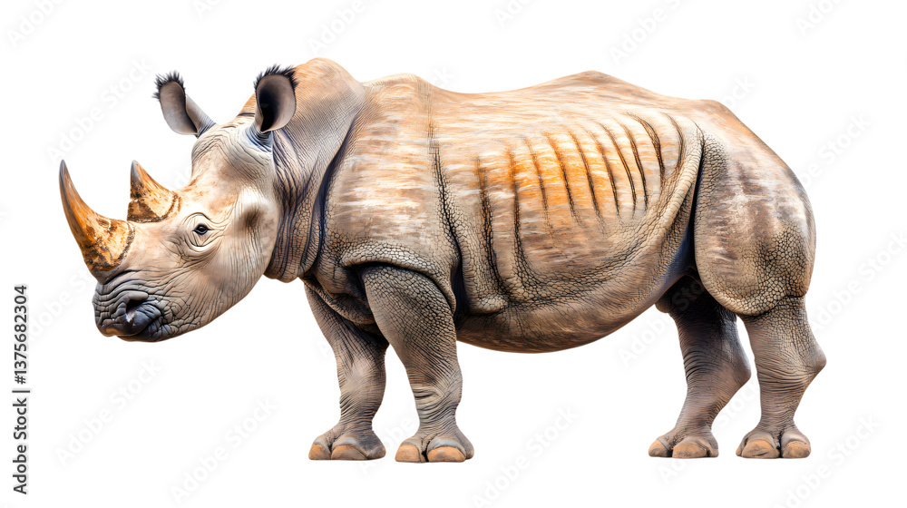 Fototapeta premium Majestic White Rhinoceros Powerful African Wildlife Detailed Profile View
