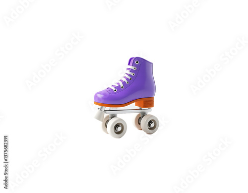 Purple Roller Skate on White Background