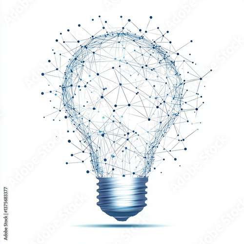 Light bulb silhouette formed by a network of connected dots and lines, against a white background.