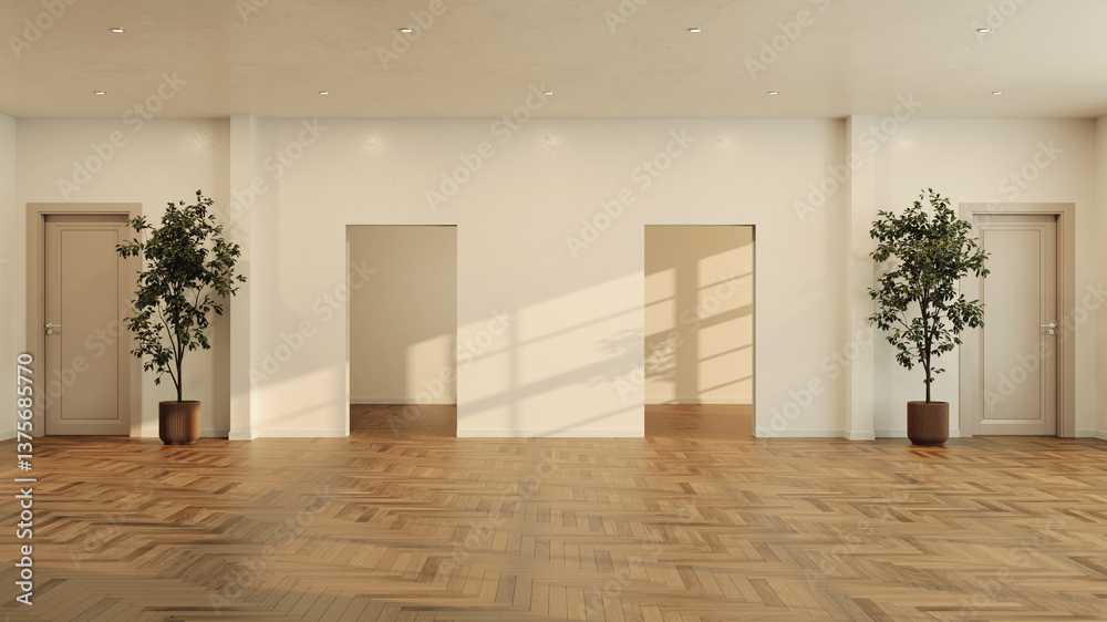 Fototapeta premium Large luxury modern bright interiors Living room mockup illustration 3D rendering image