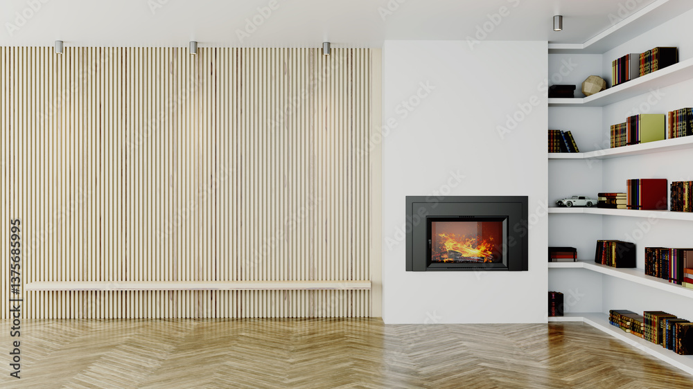 Fototapeta premium Large luxury modern bright interiors Living room mockup illustration 3D rendering image