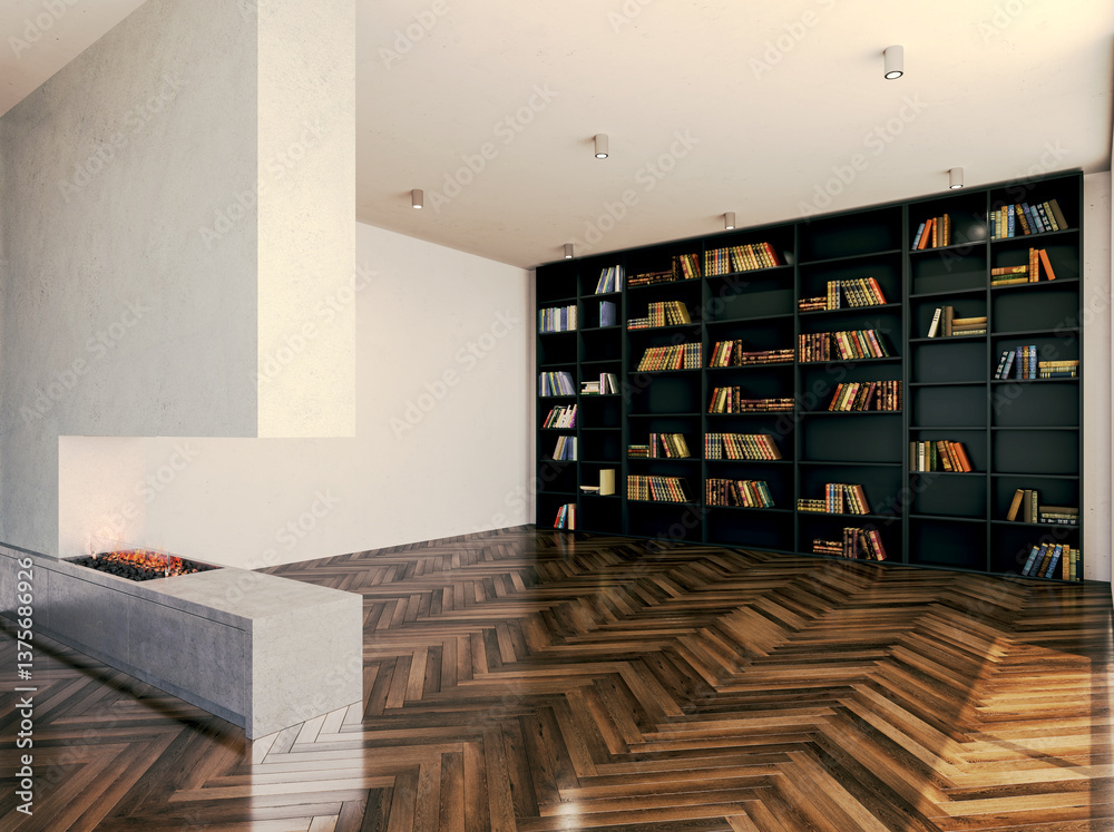 Fototapeta premium Large luxury modern bright interiors Living room mockup illustration 3D rendering image