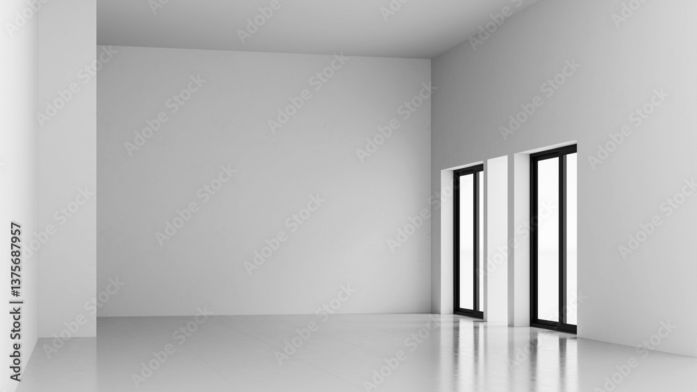 Fototapeta premium Large luxury modern bright interiors Living room mockup illustration 3D rendering image