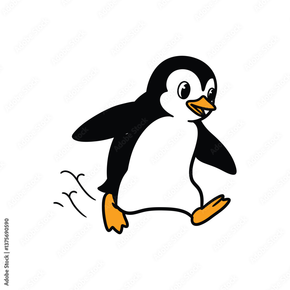Fototapeta premium Running Penguin Vector Illustration