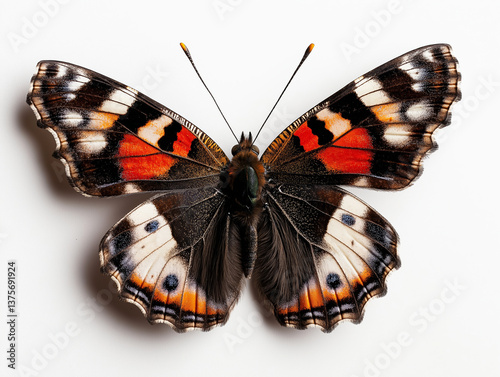Vibrant red admiral butterfly with detailed wings spread