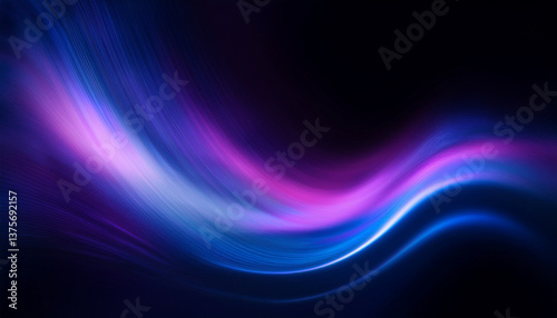 Blurred Blue lilac-Pearl violet color light ultraviolet wave gradient radiance soft texture on dark black abstract background. Neon blur glow. Color light overlay. Copy space.
