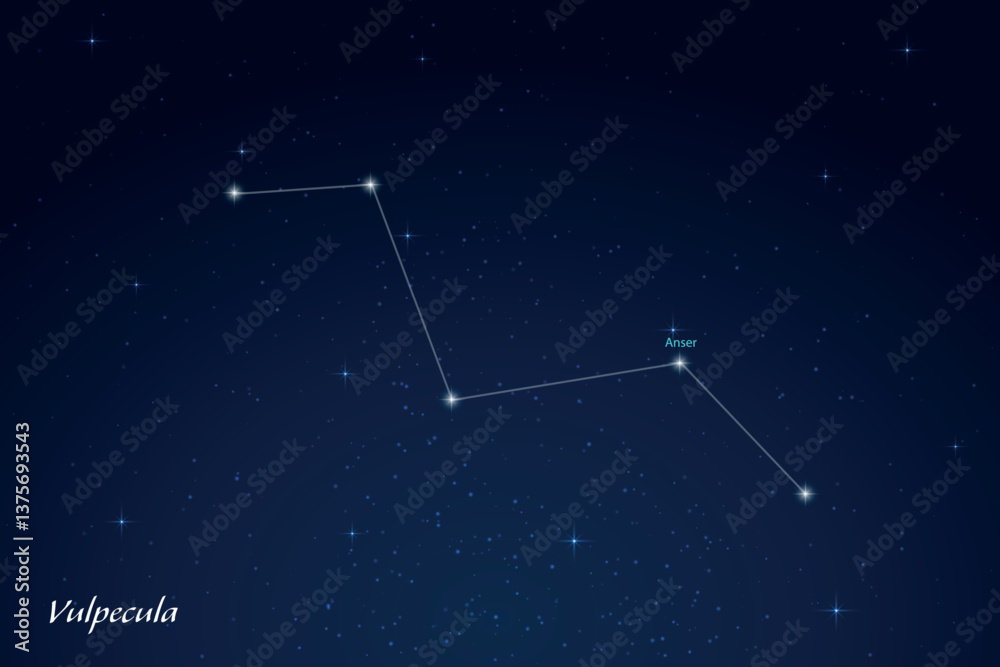 Vulpecula Constellation with Star Names in Night Sky Vulpecula Constellation with Star Names in Night Sky