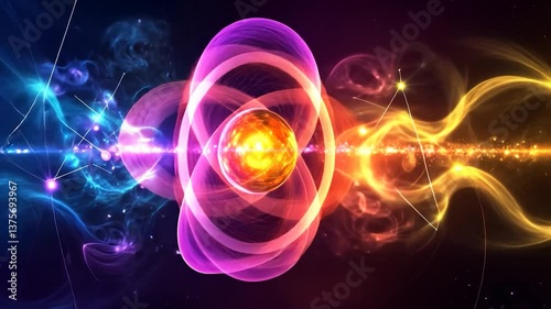 Wallpaper Mural Abstract Atomic Structure in Cosmic Space Torontodigital.ca