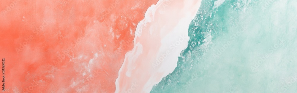 Fototapeta premium Elegant coral to mint transitions with irregular textures for abstract art and modern design applications