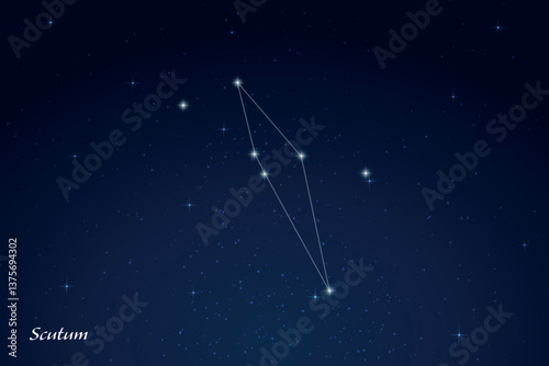 Obraz na płótnie Scutum Constellation with Star Names in Night Sky