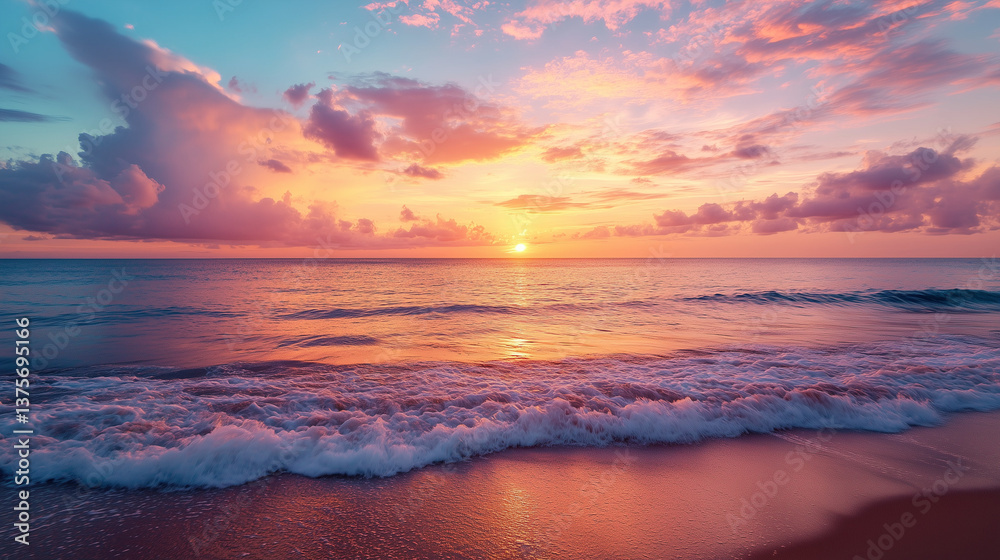 Fototapeta premium Sunset over the beautiful ocean 