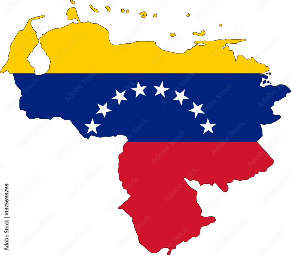 Obraz premium Venezuela flag on the map illustration vector with transparent