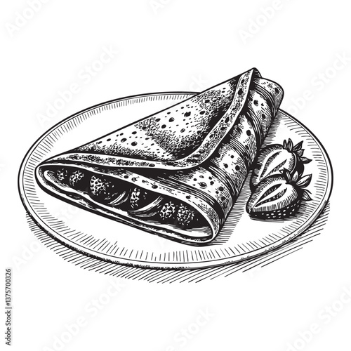 crepe woodcut engraving vector illustration