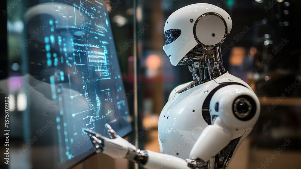 Fototapeta premium Robotics and AI are becoming essential tools for enhancing productivity in industrial sectors.