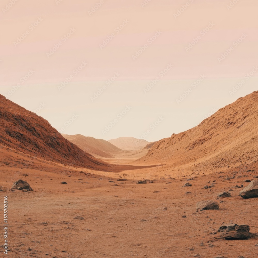 Fototapeta premium Serene Desert Landscape with Warm Tones and Soft Sand Dunes