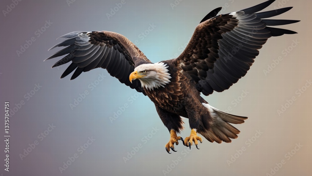 Obraz premium Majestic Bald Eagle in Flight,Wings Spread Wide