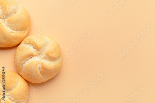 Wallpaper Mural Delicious kaiser rolls on beige background Torontodigital.ca