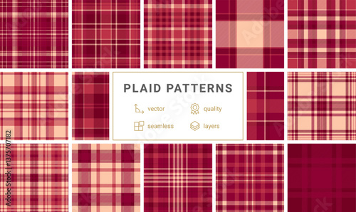 Scottish-inspired plaid collection with rustic checkered designs. Great for fashion, fabric prints, and geometric textile patterns.
