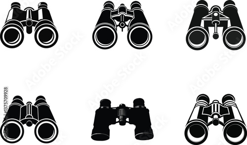group of binocular silhouette vector
