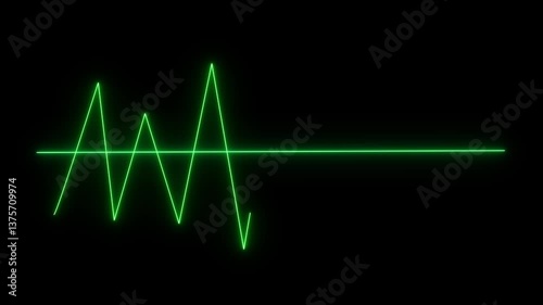 Emergency ekg monitoring. Blue glowing neon heart pulse. Heartbeat. Electrocardiogram animation background ,Abstract Glowing Neon Heart Beat Single Loop Animation