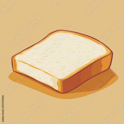 Flat vector illustration of a single soft bread slice with clean lines, no shadows or details. Minimalist design ideal for icons, apps, packaging, and modern food-related graphics.