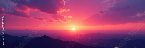 Softly glowing orange pink purple hues blend across the sky as day succumbs to twilight darkness, atmosphere, orange