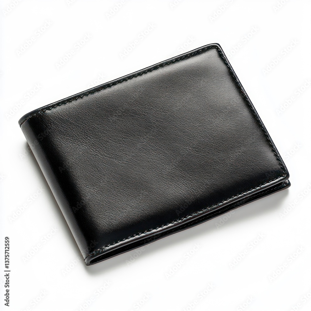 Black Leather Wallet Product Shot on a Clean White Background Black Leather Wallet Product Shot on a Clean White Background