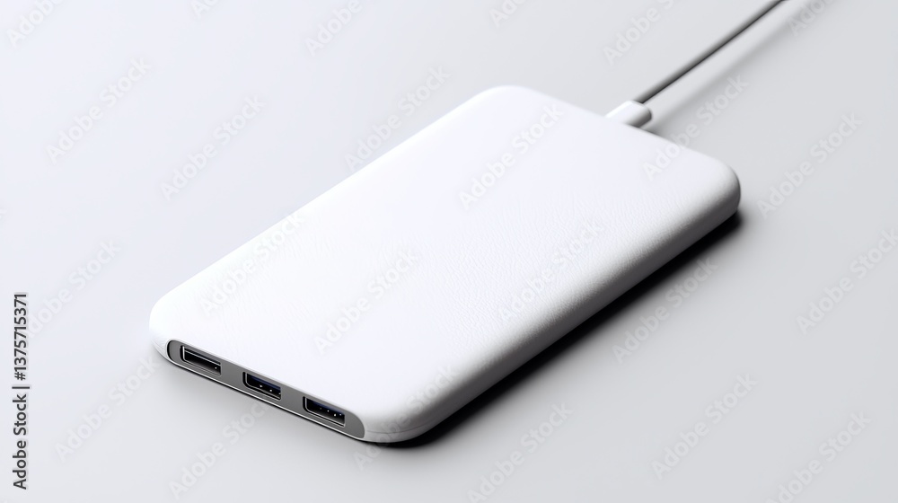 custom made wallpaper toronto digitalSleek white power bank with USB ports, ideal for modern digital devices and charging needs.