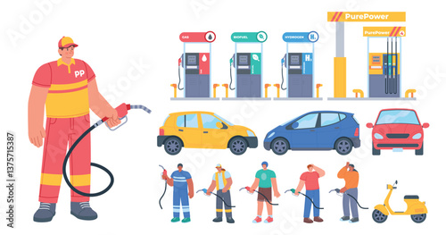 Flat Gas Station Element Collection
