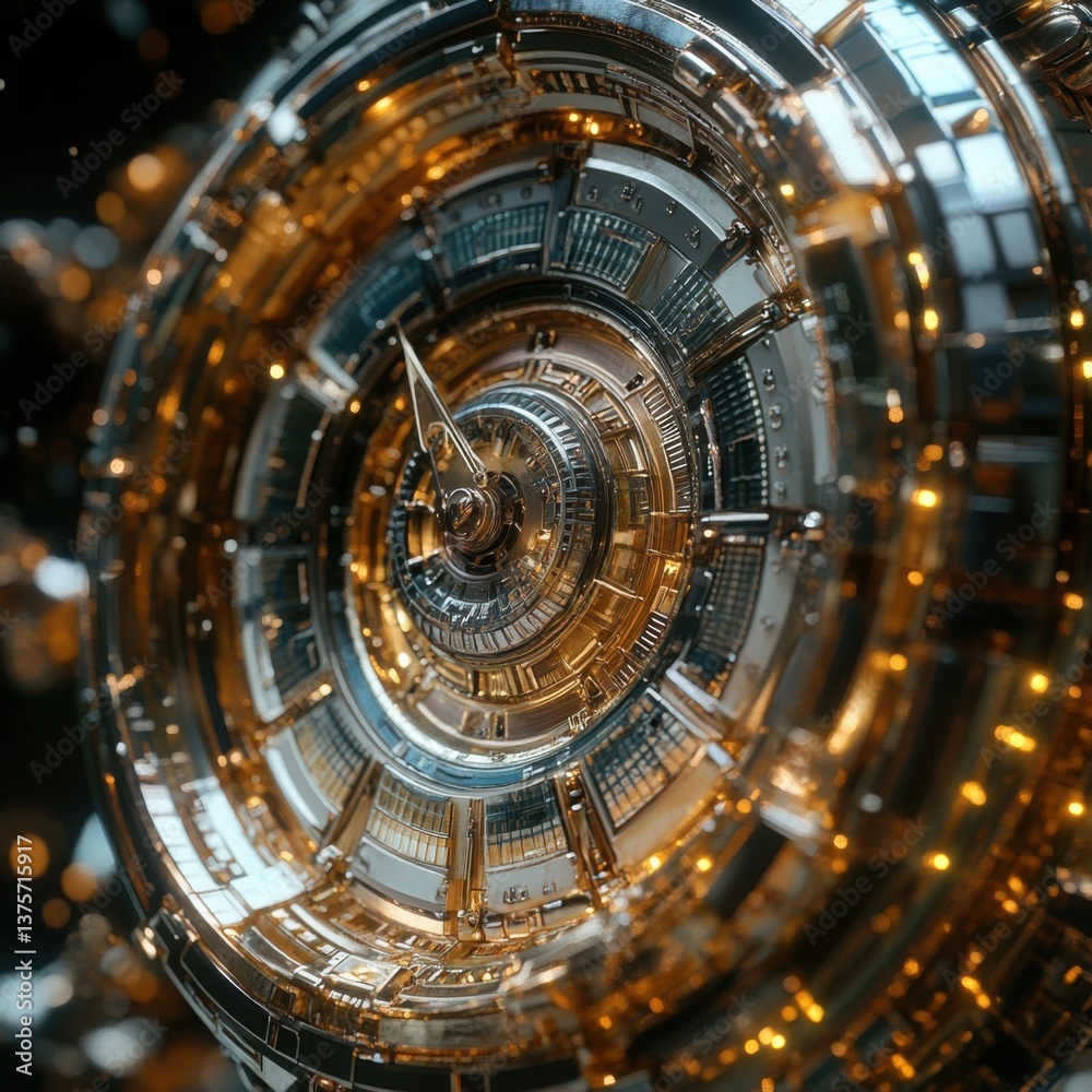 Obraz premium Futuristic Abstract Technology Design with Golden and Silver Elements