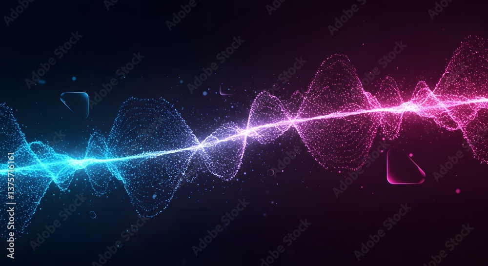 Abstract Wave Visual with Digital Particles in Blue and Pink Shades Abstract Wave Visual with Digital Particles in Blue and Pink Shades