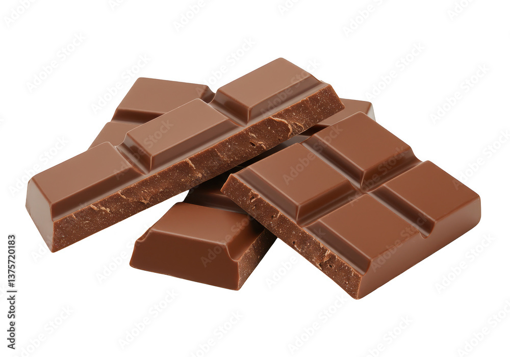 A stack of milk chocolate squares A stack of milk chocolate squares
