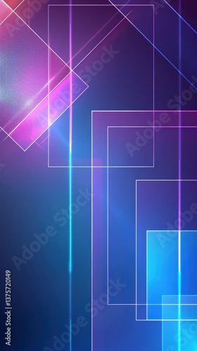 Wallpaper Mural Colorful geometric shapes with glowing lines Torontodigital.ca
