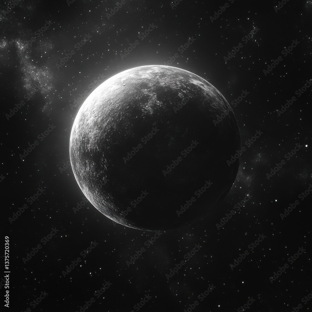 Fototapeta premium Dark Cosmic Scene with a Planet in the Vast Universe Background