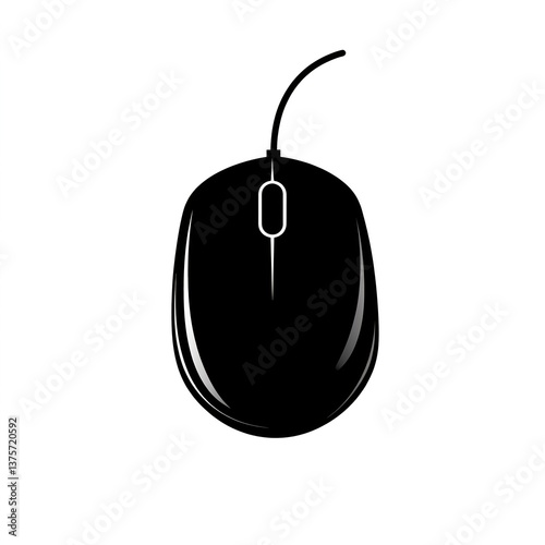 icon of computer mouse a simple silhouette vector illustration in black on a white background 