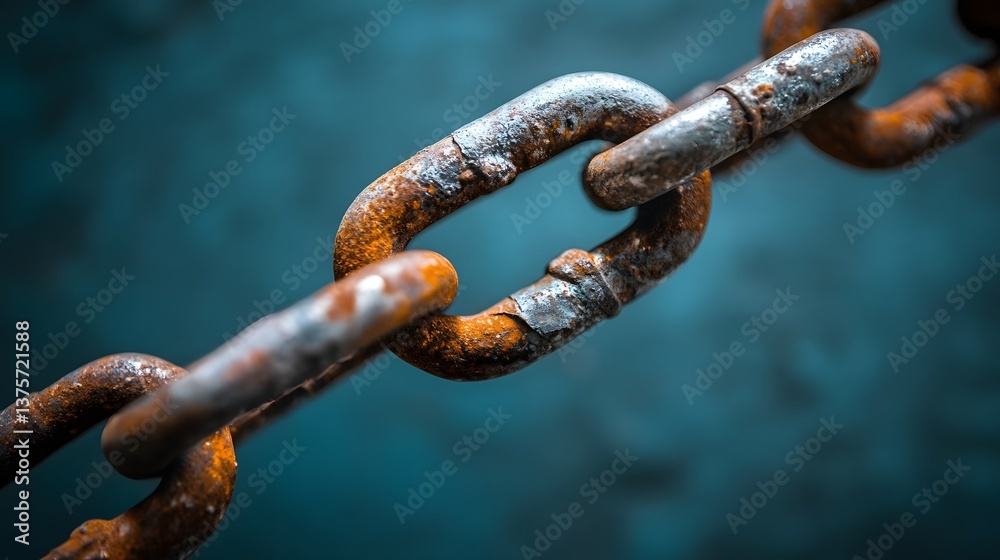 Rusted chain with a broken link Rusted chain with a broken link