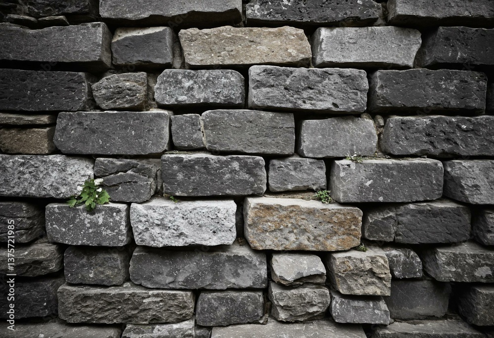 A brick wall is shown in black and white. A brick wall is shown in black and white.