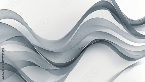 Abstract design featuring overlapping, flowing, translucent gray lines creating a wave-like pattern